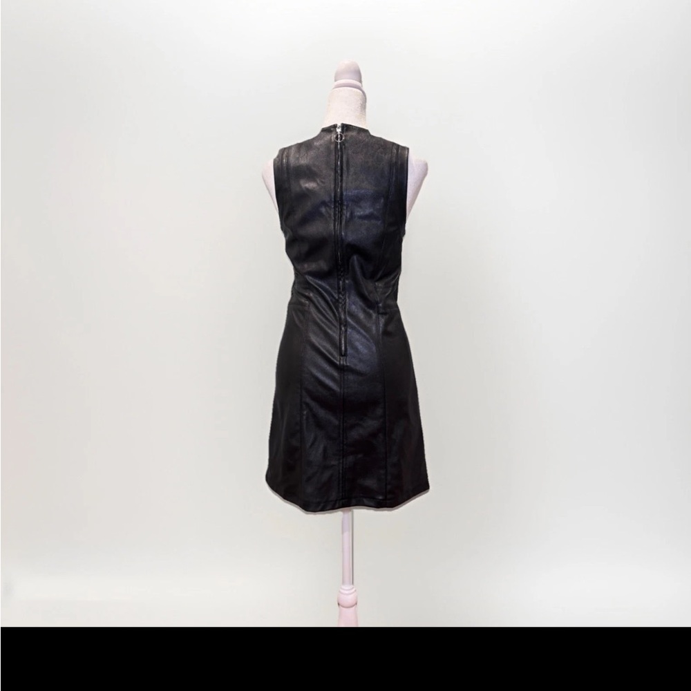 Divided Black Faux Leather Mini Dress Cutout Ring Detail Sleeveless Bodycon Sz 4 - Picture 4 of 6
